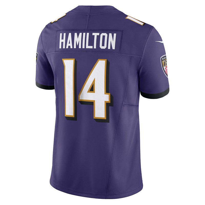 Men's Baltimore Ravens Kyle Hamilton Nike Purple Vapor F.U.S.E. Limited Jersey - Image 3