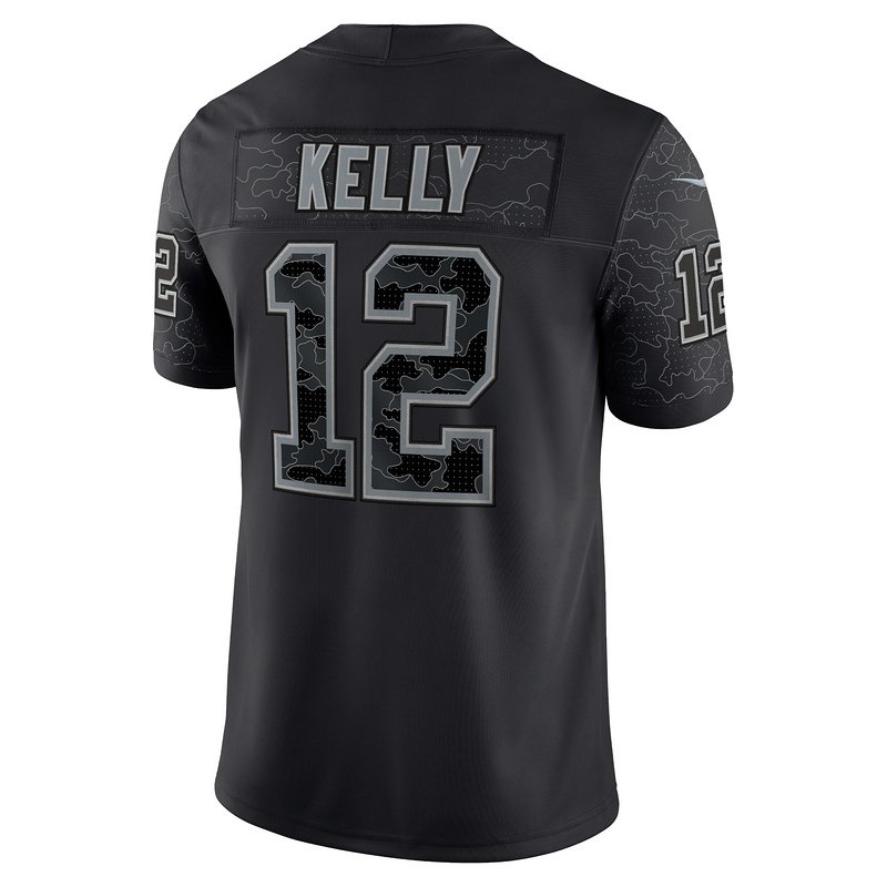 Men's Buffalo Bills Jim Kelly Nike Black Retired Player RFLCTV Limited Jersey - Image 3