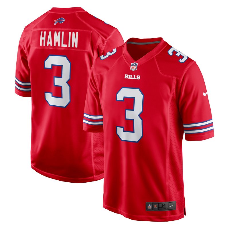 Men's Buffalo Bills Damar Hamlin Nike Red Alternate Game Jersey - Image 4