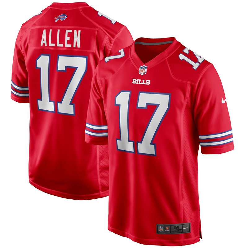 Men's Buffalo Bills Josh Allen Nike Red Alternate Game Player Jersey - Image 4