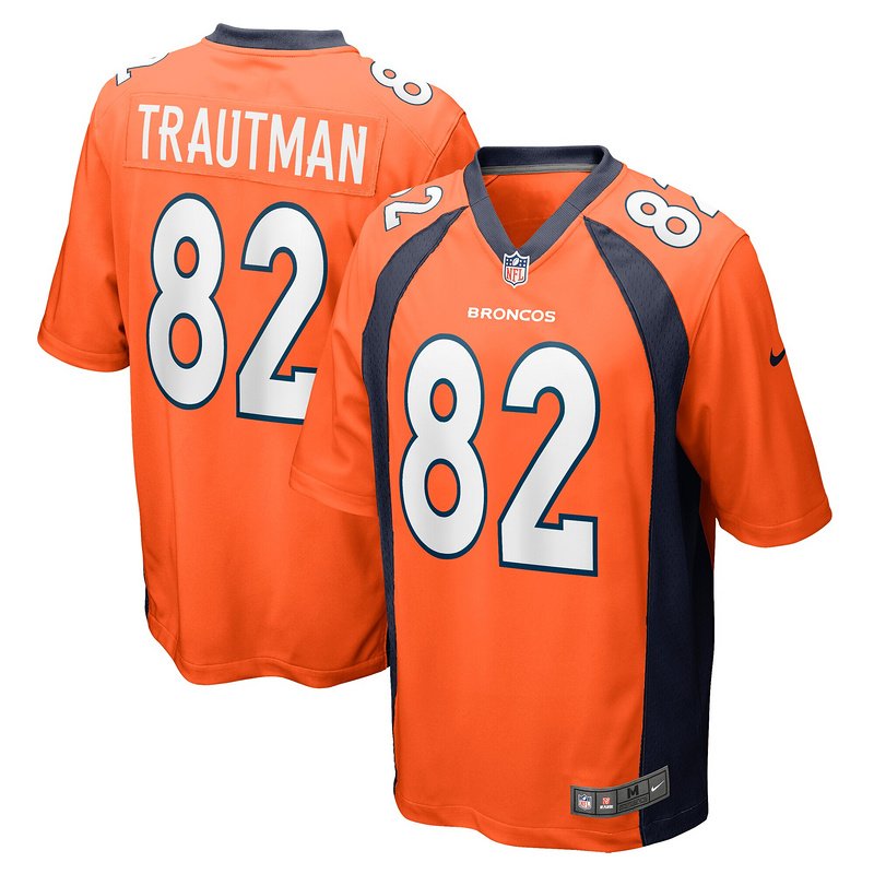 Men's Denver Broncos Adam Trautman Nike Orange Team Game Jersey - Image 4