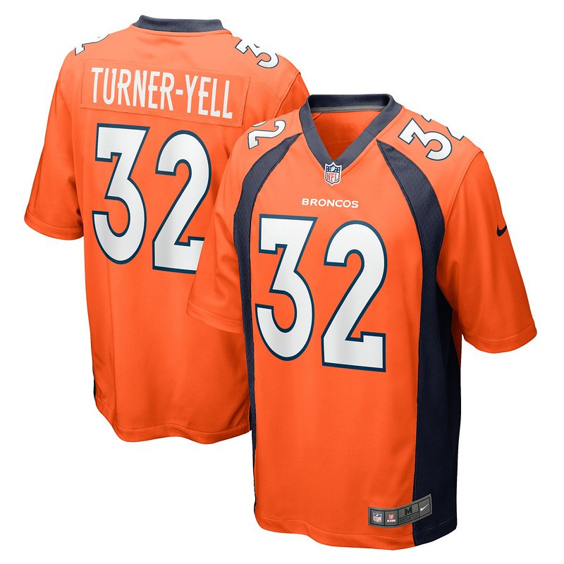 Men's Denver Broncos Delarrin Turner-Yell Nike Orange Game Player Jersey - Image 4