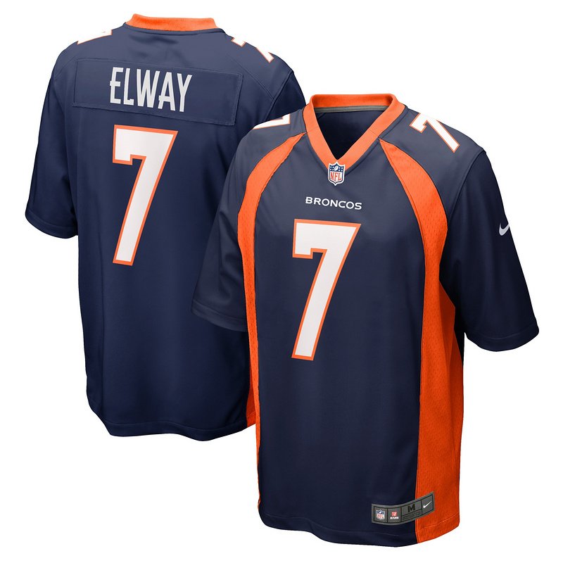Men's Denver Broncos John Elway Nike Navy Retired Player Jersey - Image 4