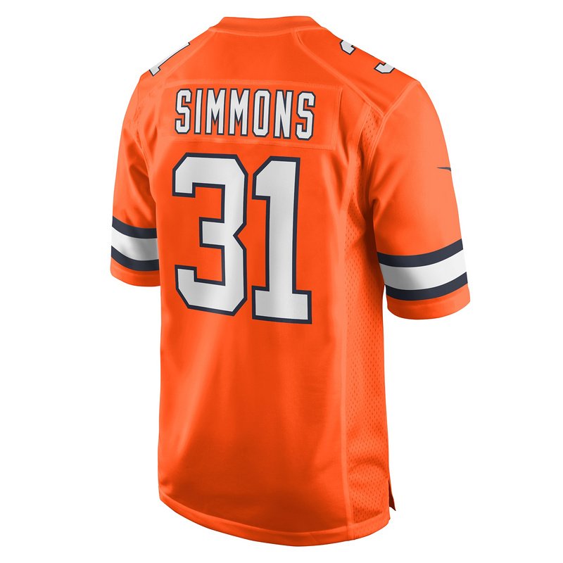 Men's Denver Broncos Justin Simmons Nike Orange Alternate Game Jersey - Image 3