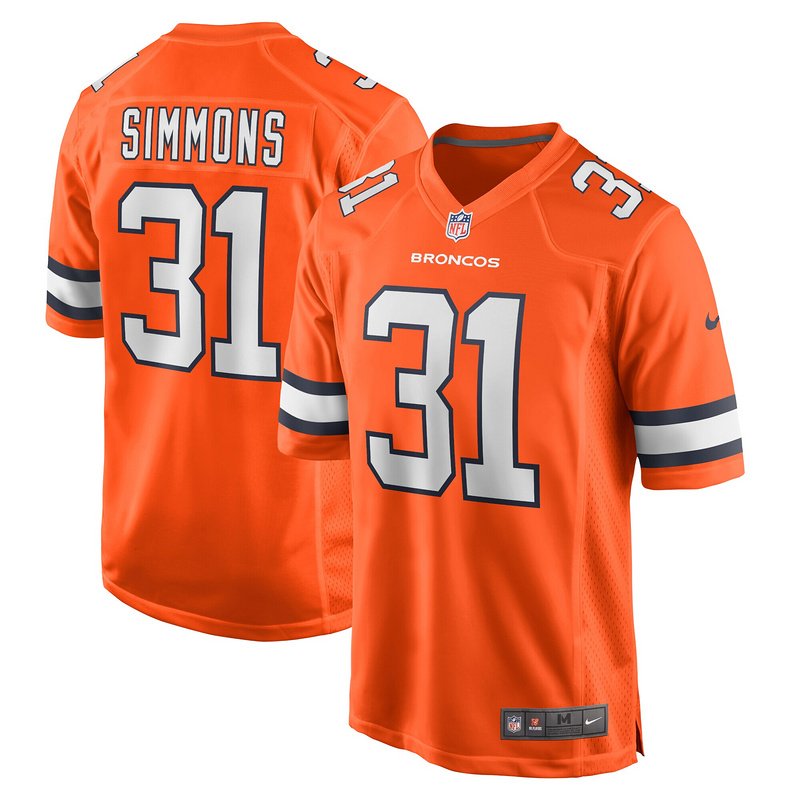 Men's Denver Broncos Justin Simmons Nike Orange Alternate Game Jersey - Image 4