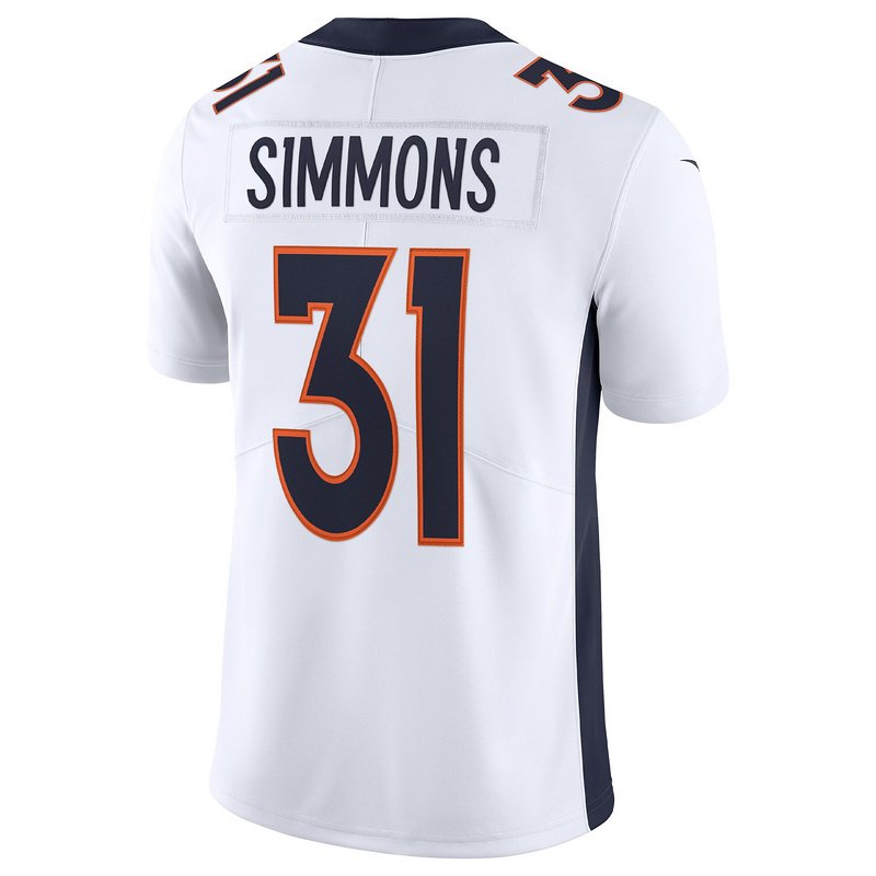Men's Denver Broncos Justin Simmons Nike White Vapor Limited Jersey - Image 3