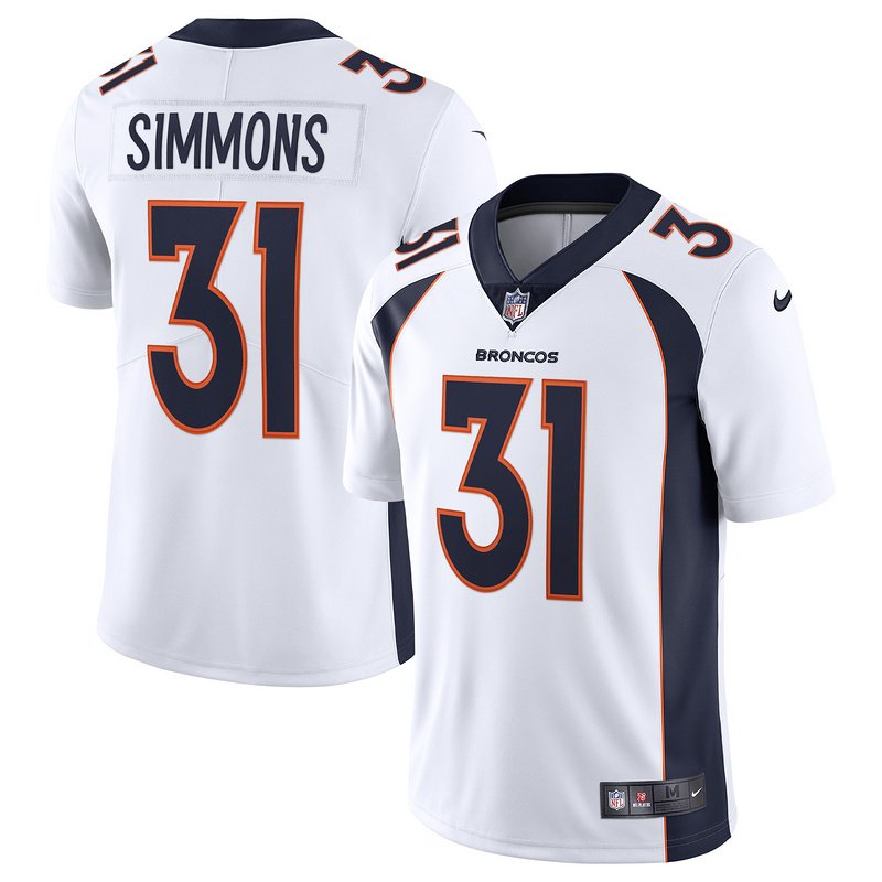 Men's Denver Broncos Justin Simmons Nike White Vapor Limited Jersey - Image 4