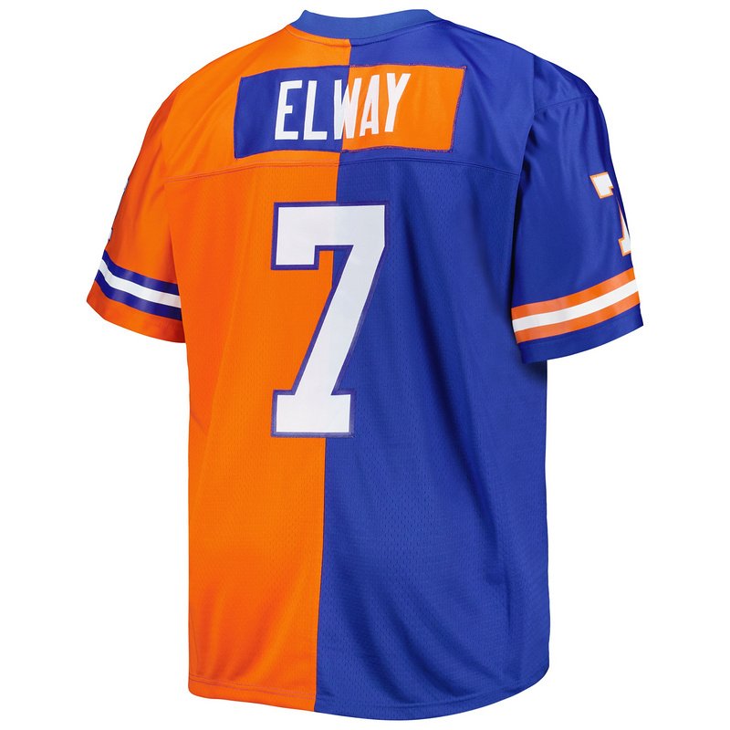 John Elway Mitchell & Ness RoyalOrange Big & Tall Split Legacy Retired Player Replica Jersey - Image 3