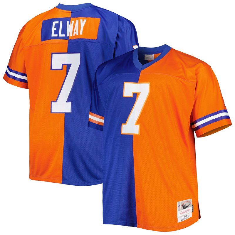 John Elway Mitchell & Ness RoyalOrange Big & Tall Split Legacy Retired Player Replica Jersey - Image 4