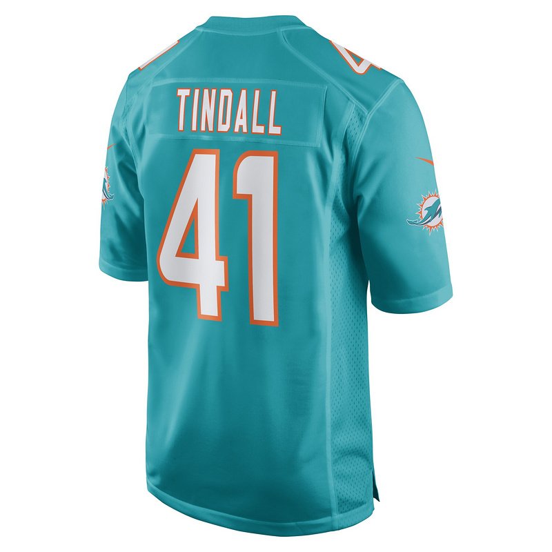 Men's Miami Dolphins Channing Tindall Nike Aqua Game Player Jersey - Image 3
