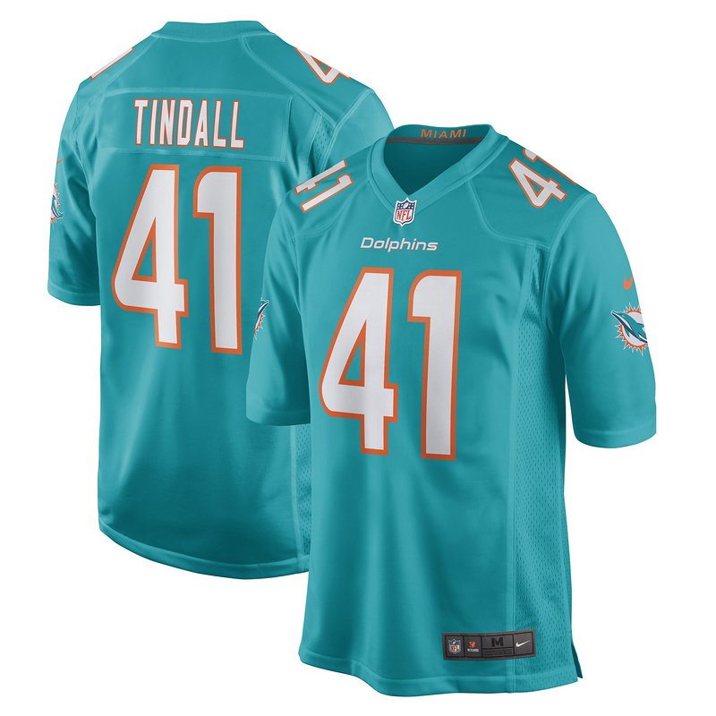 Men's Miami Dolphins Channing Tindall Nike Aqua Game Player Jersey - Image 4