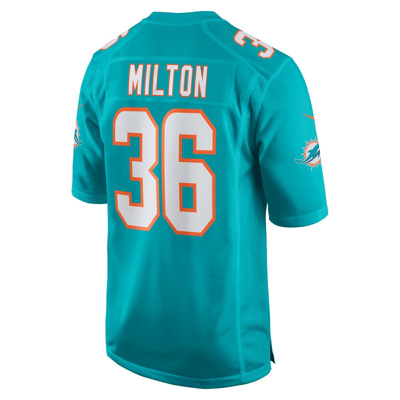 Men's Miami Dolphins Mark Milton Nike Aqua Game Jersey - Image 3