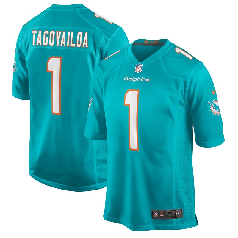 Men's Miami Dolphins Tua Tagovailoa Nike Aqua Game Jersey - Image 4
