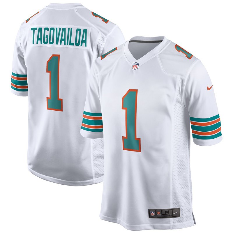 Men's Miami Dolphins Tua Tagovailoa Nike White 2nd Alternate Game Jersey - Image 4