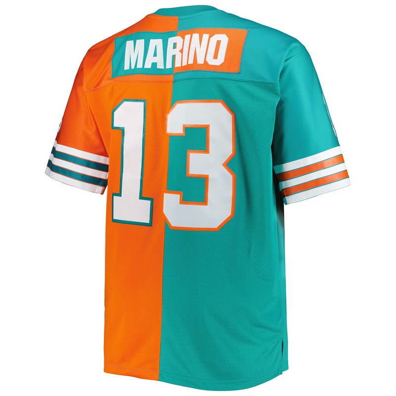 Dan Marino Mitchell & Ness AquaOrange Big & Tall Split Legacy Retired Player Replica Jersey - Image 3