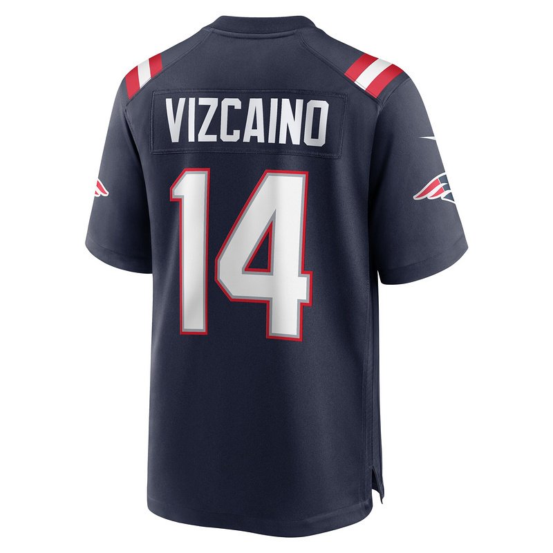 New England Patriots Tristan Vizcaino Nike Navy Home Game Player Jersey - Image 3
