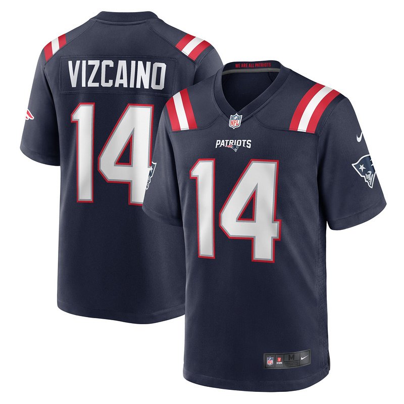 New England Patriots Tristan Vizcaino Nike Navy Home Game Player Jersey - Image 4