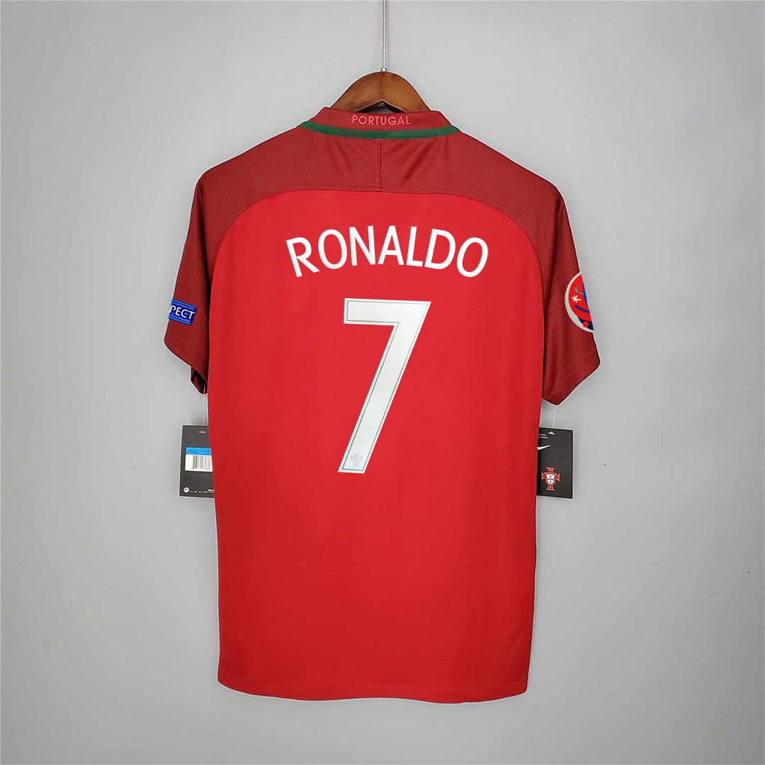 Portugal Retro Jersey Home Euro Cup 2016 - Image 4