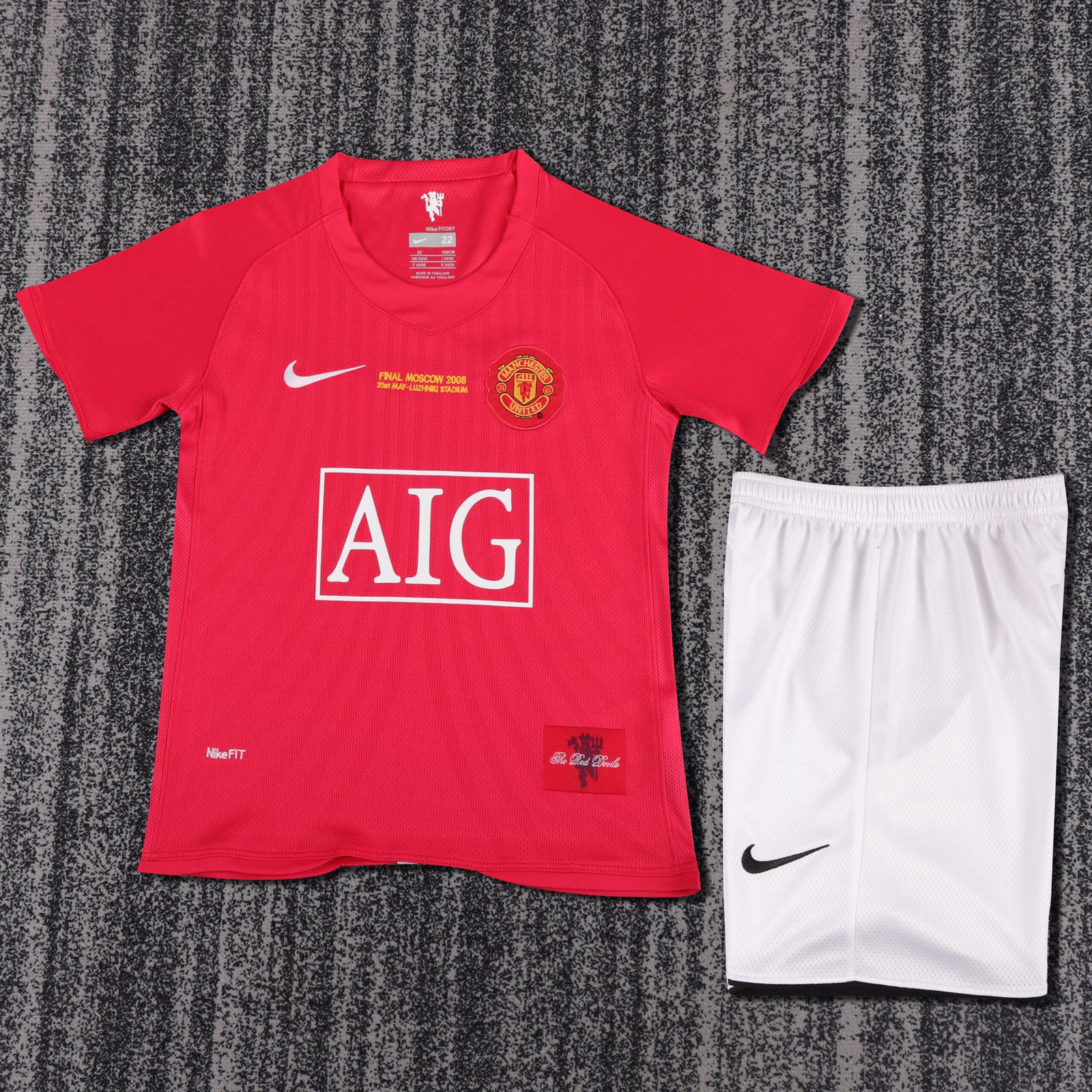 2007/08?Manchester United UCL Final Home Retro Jersey Kids Kit