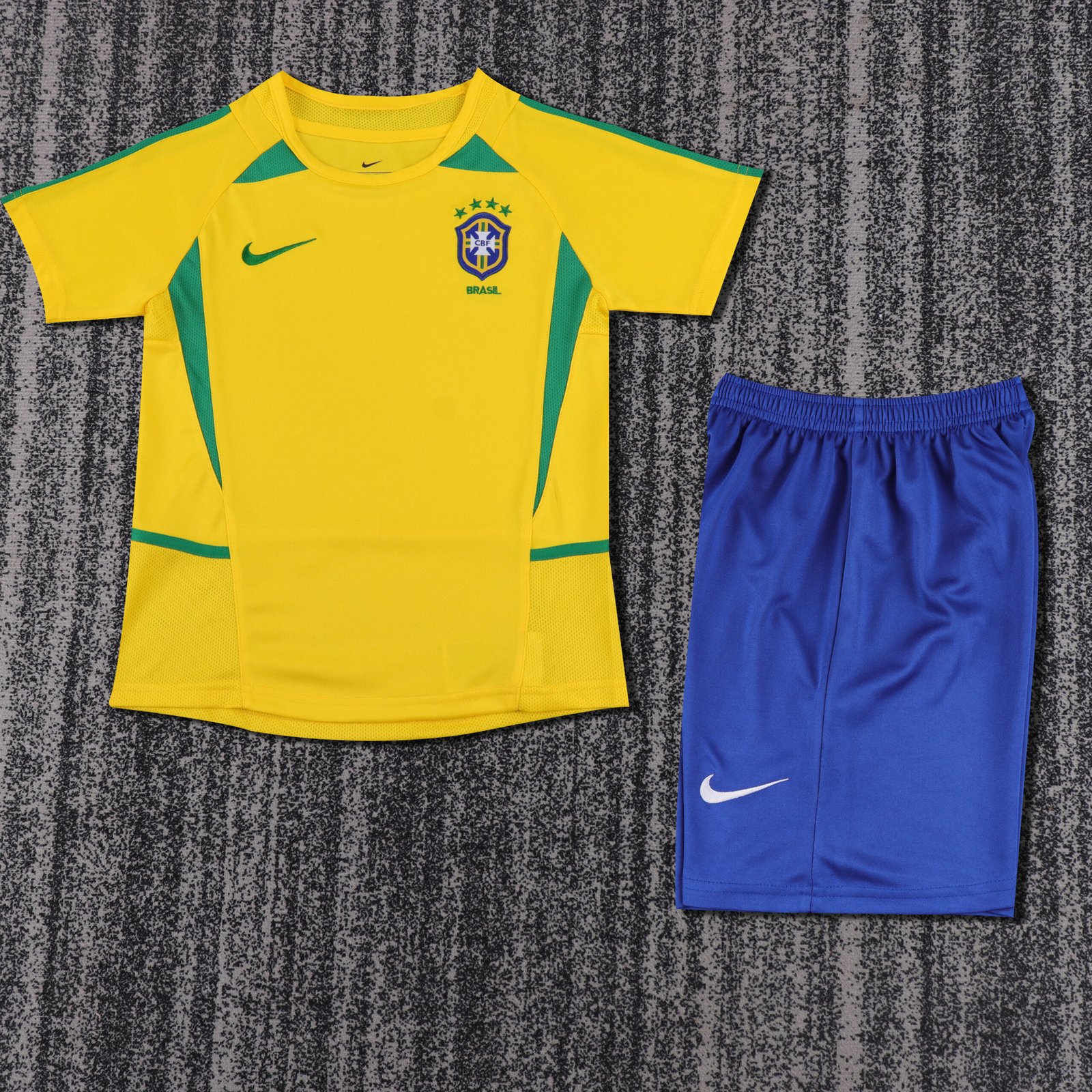 2002 World Cup Brazil Home Retro Kids Jersey