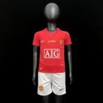 Kids Retro Manchester United 2007/08 Home Red