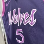 MINNESOTA TIMBERWOLVES PURPLE/ BLACK  NO.5 EDWARDS - Image 4