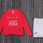 Kids Retro Manchester united 07/08 Home Kit Long Sleeves 16-28
