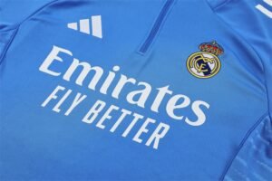 Adult/ Kids Real Madrid Half Zipper Training Suit Blue - Image 5