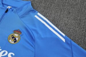 Adult/ Kids Real Madrid Half Zipper Training Suit Blue - Image 8