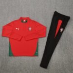Adult/ Kids 2526 Portugal half zipper Training suit Red - Image 3