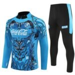 Adult/ Kids 2526 Napoli half zipper Training suit Blue