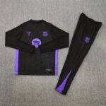 Adult/ Kids 2526 Barcelona half zipper Training suit Black - Image 3