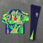 Adult/ Kids 2526 Brazil half zipper Training suit Green - Image 3