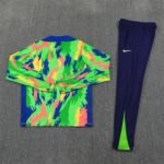 Adult/ Kids 2526 Brazil half zipper Training suit Green - Image 4