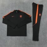 Adult/ Kids Netherlands 2627 Half Zippered Training Suit - Black - Image 3